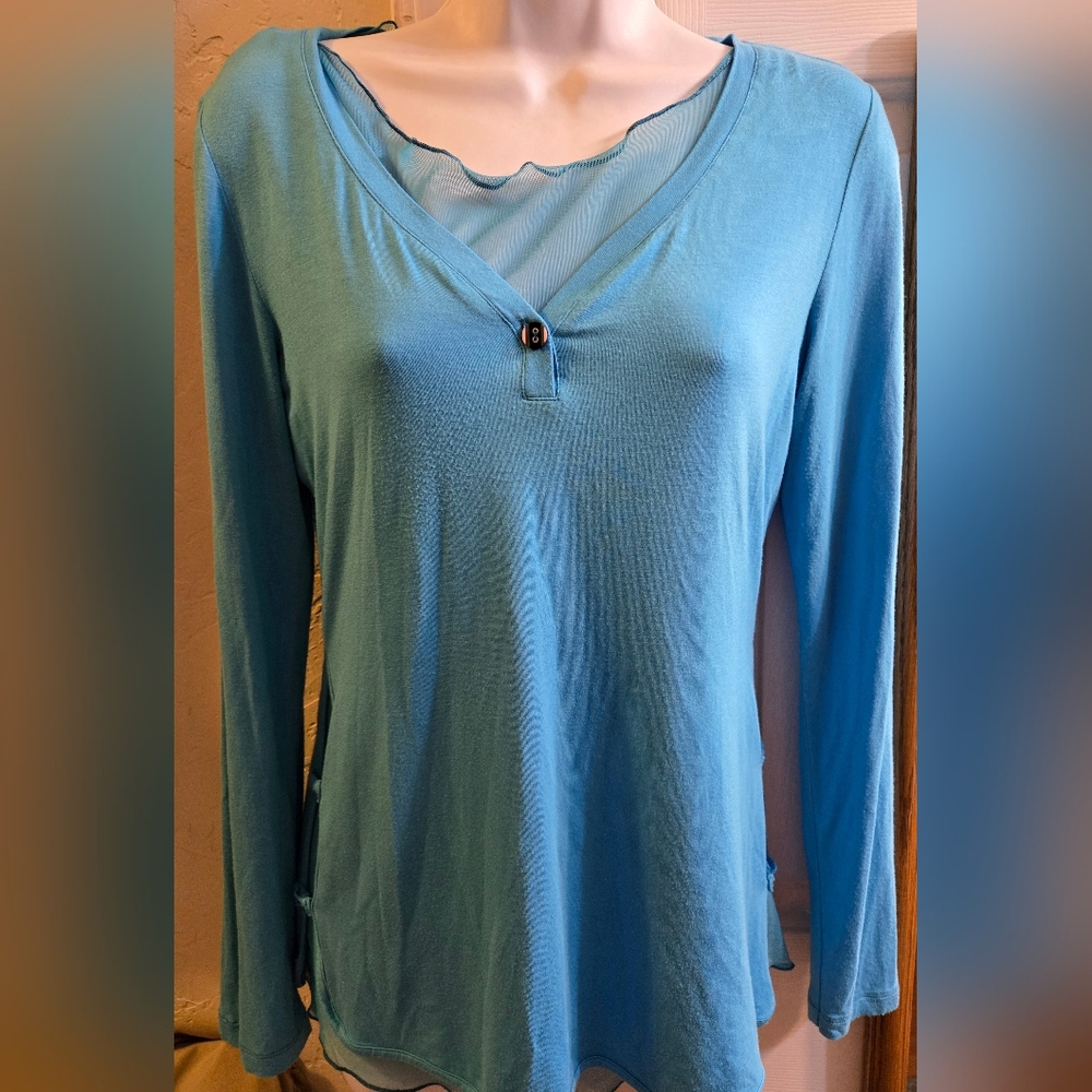 Carine Blue Long Sleeve Top